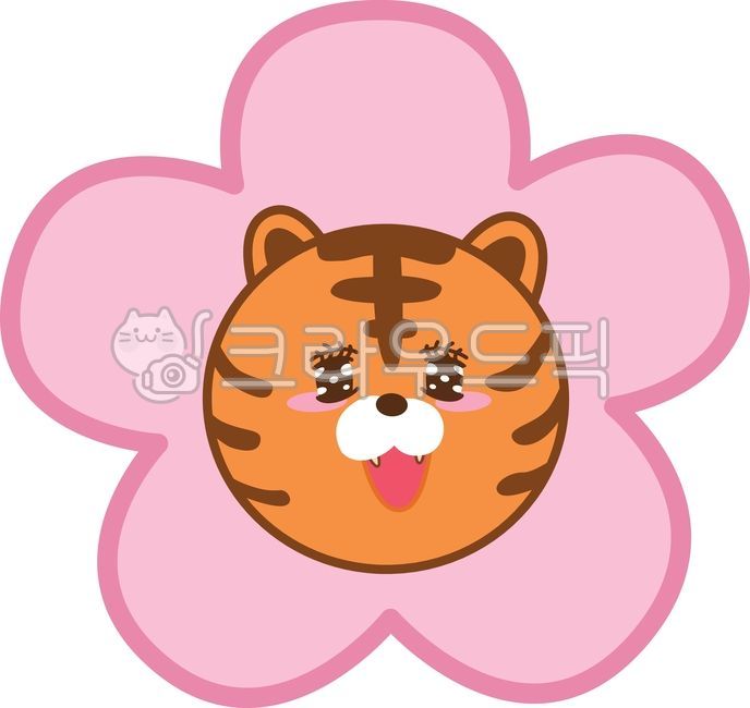 feline,Cherry Blossom,nature,tiger,flower,spring,spring flowers,International Tiger Day,character,petal,painting,carnivore,animal,illustration,wild flowers,world animal day,beast of prey,daisy,emoticon