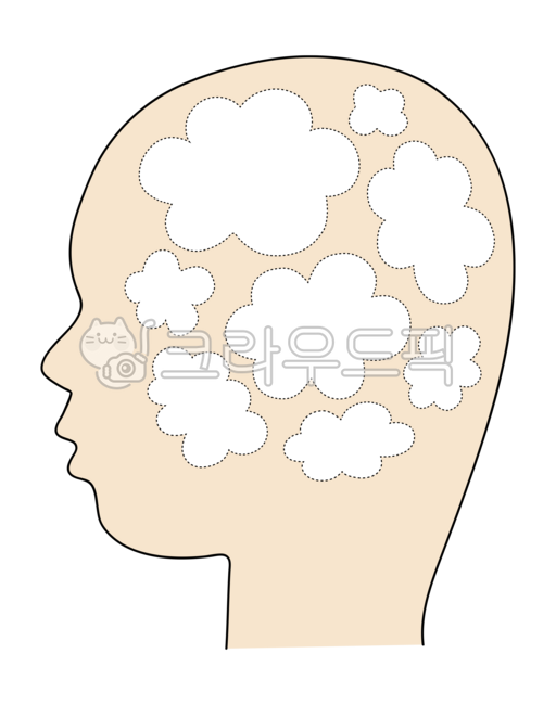 뇌구조,생각,두뇌,관심,뇌,인체,머리,말풍선,얼굴,옆모습,일러스트,머리속,상상,교육