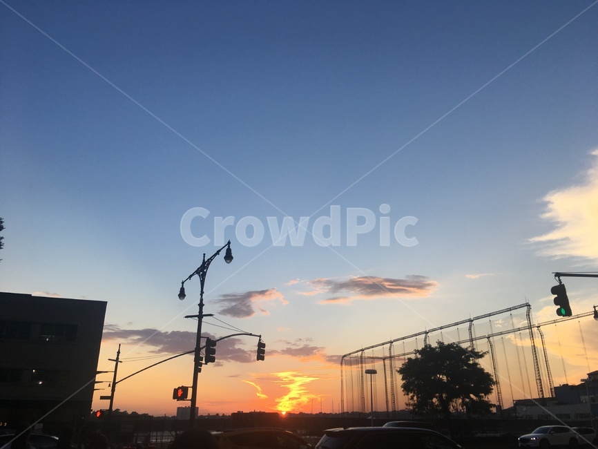 light,빛,trafficlight,신호등,nature,자연,outdoors,옥외,sky,redsky,적운,sunset,일몰,newyork