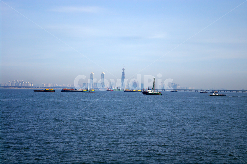 바다,sea,서해,푸른,하늘,도시,인천,한국,자연,풍경,nature,landscape,산업,industry,industrial,transportation,교통,vehicle,차량,watercraft,선박,boat,보트