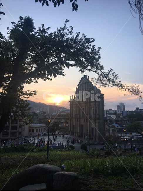 홍콩,성,유적지,노을,자연