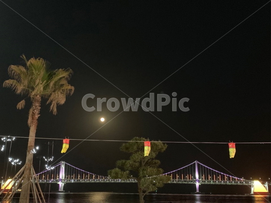 부산,광안대교,바다,밤바다,야경,달,busan,bridge,nightview,moon