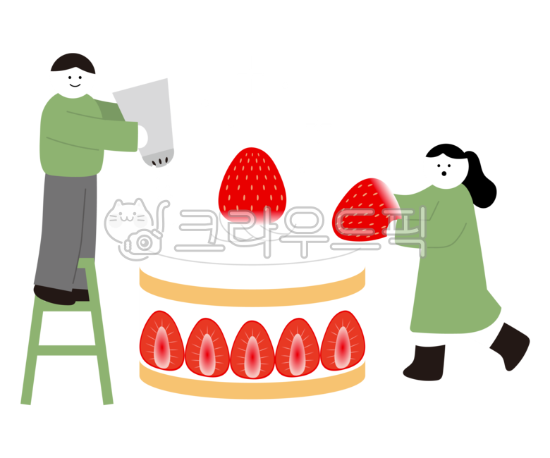 fruit,character,cake,drawing,man,female,handwork,hand drawing,Strawberry cake,strawberry,delicious,food,cafe,dessert,painting,person,illustration,sweet