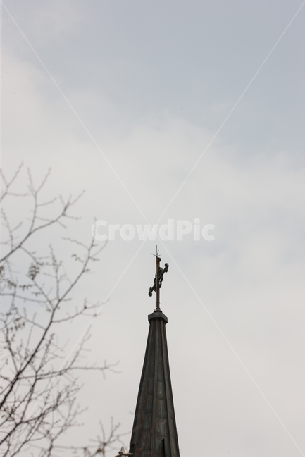 봄,하늘,십자가,꽃,벚꽃,벚나무,종교,신앙,religion,belief,faith,건축물,건물외관,exterior,building,structure,architecture,construction