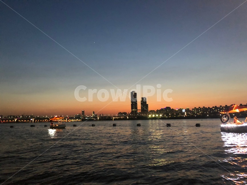 한강,노을,유람선,석양,hanriver