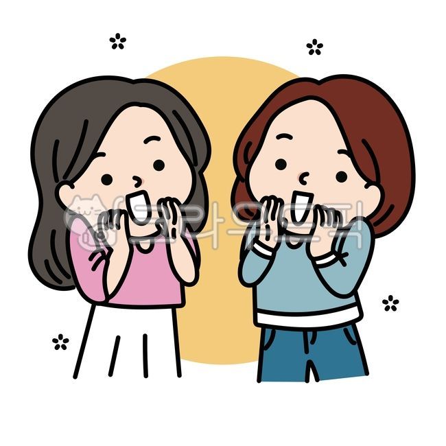 캐릭터,일러스트,여성,여자,친구,우정,동성,응원,화이팅,안내,설명,즐거움,해맑음