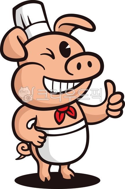 Pork feet,thumb,Pig drawing,restaurant character,restaurant,chef,pig character,Pig Chef,best,Bossam,pork,pig,pork belly,Pork barbecue,Pig illustration,Thumbs up