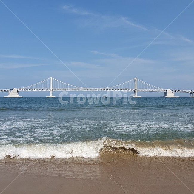 부산,바다,광안리,광안대교,백사장,푸른,파란색,구름,여름,바캉스,지평선,파도,힐링,휴식