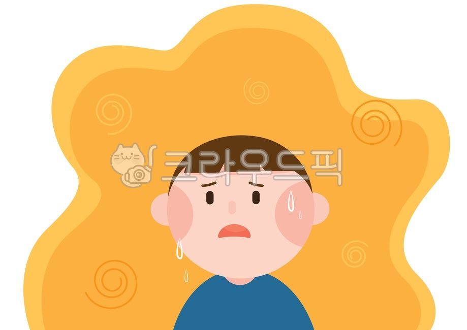 여름일러스트공모전,더위,땀,어지러움,어린이,주의,일사병,열사병,폭염,여름,계절,summer,season,그래픽,일러스트레이션,graphic,illustration
