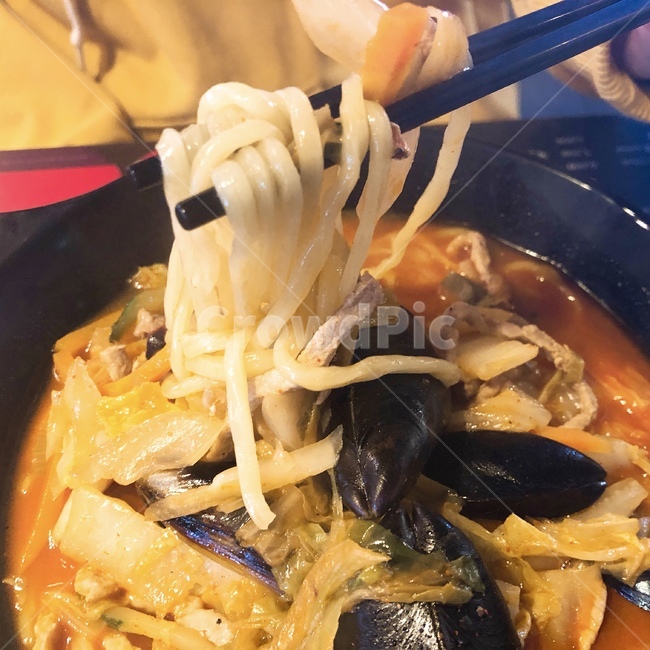 짬뽕,라면,국수,면발,홍합,음식