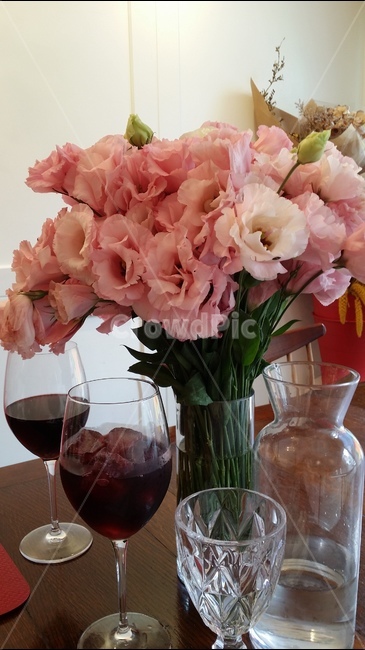 장미,rose,와인,wine,물병,잔,꽃,flower,실내용화초,화분,화초,house plant