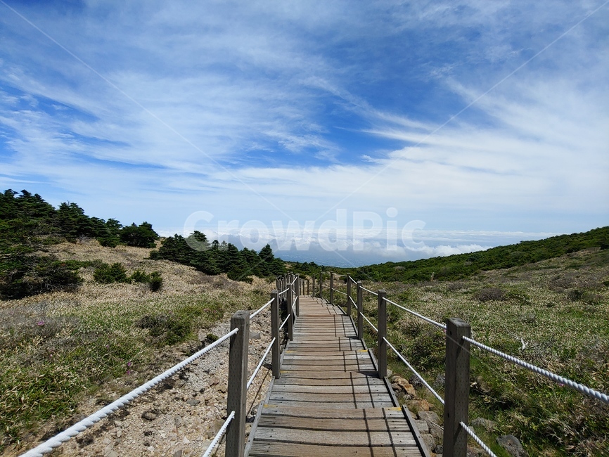 하늘,산,구름,들판,길,mountain,sky,clouds,green,초록,등산,한라산,배경,데크