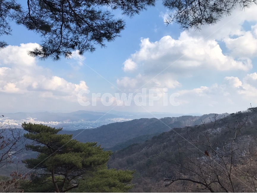 산,하늘,경치,구름,아경