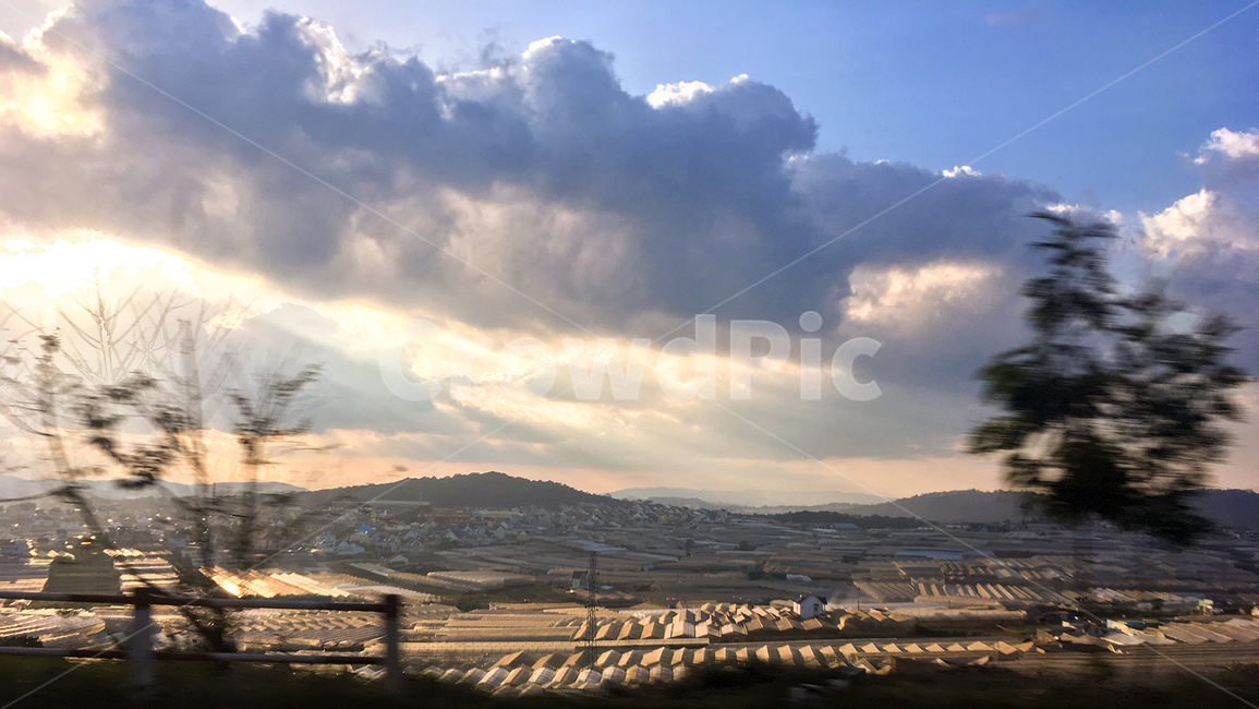 베트남,달랏,빛내림,저녁노을,구름,노을,시골,마을,풍경,landscape,country,rural,town,해외,외국,세계,foreign,oversea,world