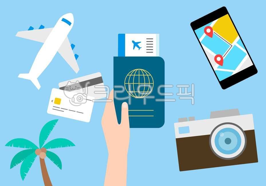 smartphone,Illustration,palm,palm tree,trip,passport,drawing,credit,app,journey,tree,airport,hand motion,directions,background,credit card,card,airline ticket,concept,icon,tourism,holiday,summer,gesture,flat,vacation,vector,camera,map,hand,business,top vi