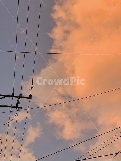 전선,하늘,전봇대,전신주,케이블,전력선,cable,powerlines,구름,sky,cloud,노을,선셋,sunset