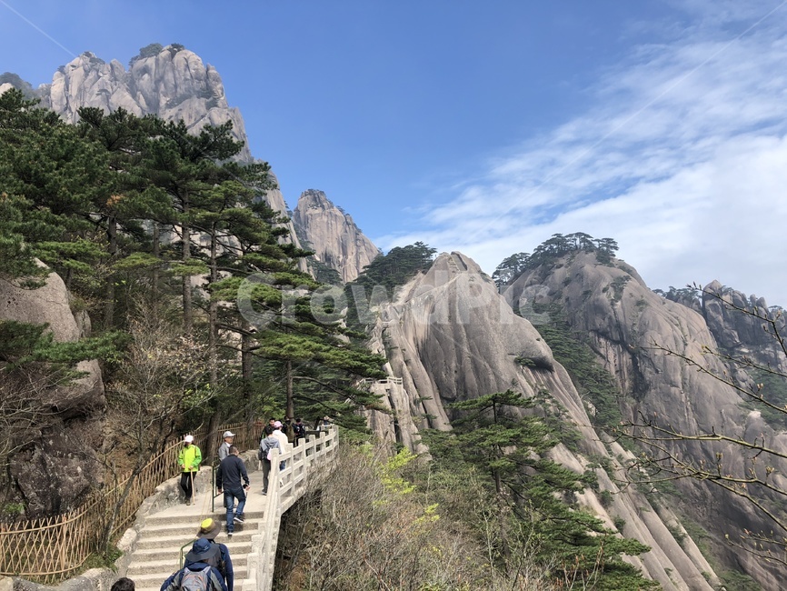 중국,황산,자연풍경,산맥,트레킹