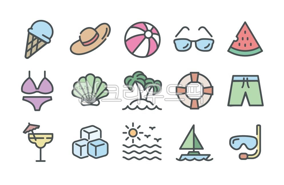 seashell,icon,Summer,ice,vacation goods,sea,summer,palm tree,ice cream,bikini,cocktail,dakku,vacation,hat,swimsuit,watermelon,sunglasses,sticker,tube,summer vacation,beach ball