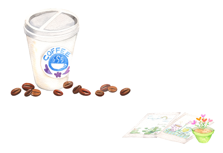 커피,카페,사진,추억,꽃,봄,여유,여름,감성,화분,원두,차,coffee,수채화,수작업,동양화,서양화,물감,소품,사물,일러스트,삽화,테이크아웃,그래픽,일러스트레이션,graphic,illustration