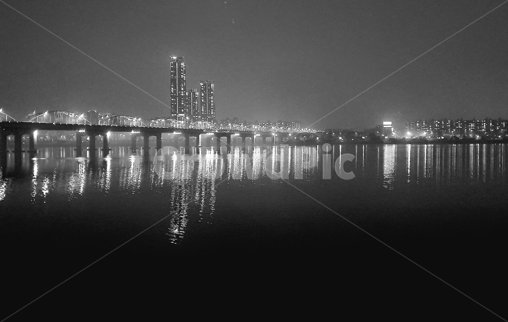 한강,river,야경,landscape,도시,night,흑백,모노톤,monochrome,black and white