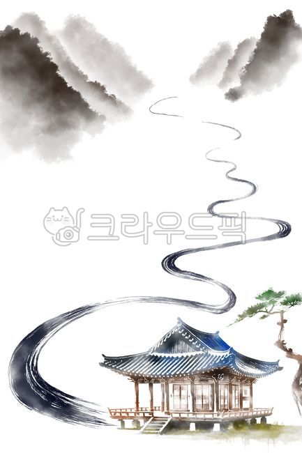 수묵화,한옥,한국전통가옥,한국화,동양화,기와,기와지붕,한옥지붕,기와집,물감번짐,수채화,붓터치,손그림,한국전통배경,먹물번짐,색번짐,브러시터치,흑백,번짐효과,먹그림,배경,흰색,흰바탕,흰색배경,누끼,배경이미지,예술,일러스트,산,나무