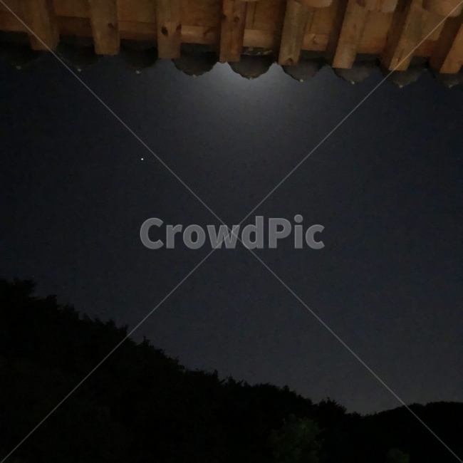 밤하늘,별,산속,기와,야경