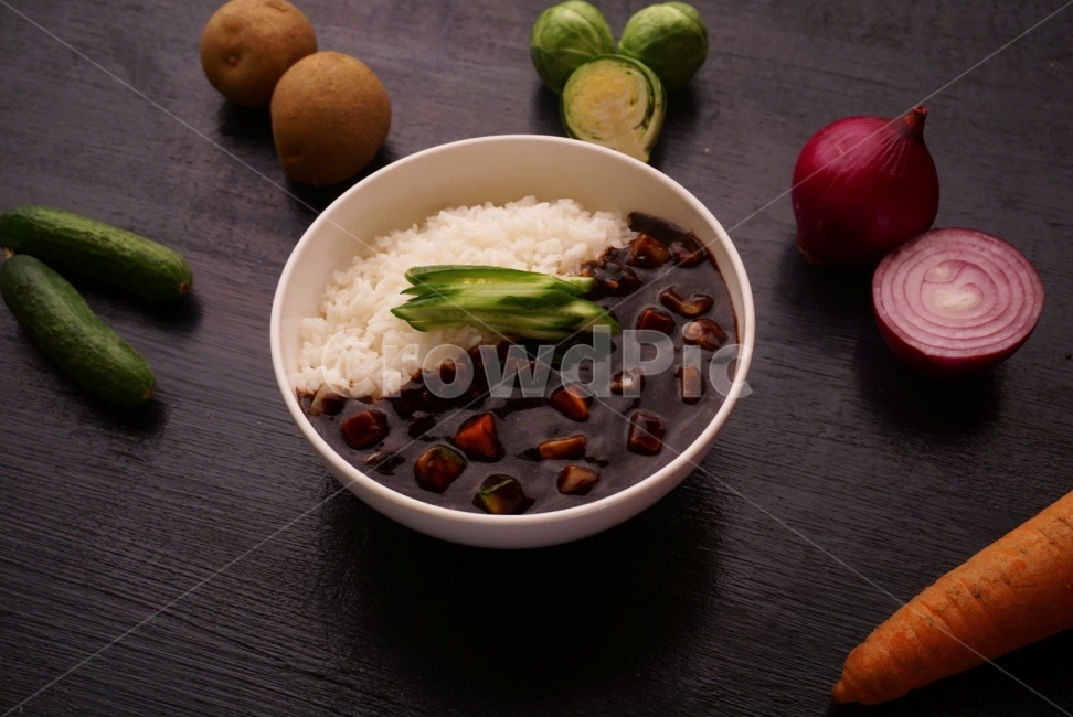 red onion,Jjajang,cucumber,potato,food styling,Jajangbap,Brussels Sprouts,carrot