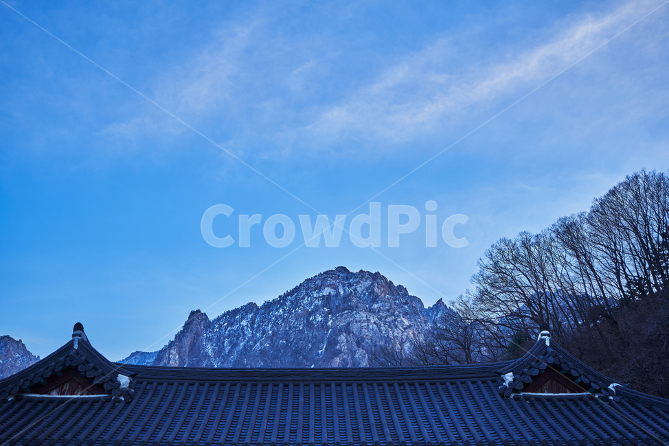 설악산,국립공원,눈,하늘,풍경,정상,봉우리,절,전통,기와,한국전통,한국문화,korean traditional,korean culture,건축물,건물외관,exterior,building,structure,architecture,construction