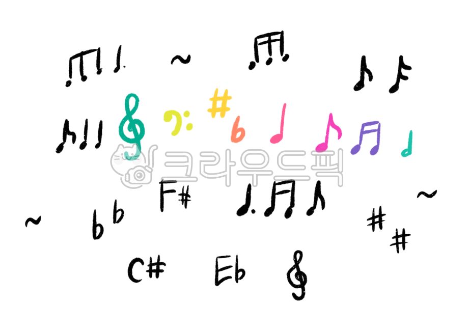 음표, 음악, 높은음자리표, 샵, 플랫, 사진,이미지,일러스트,캘리그라피 - emjay작가