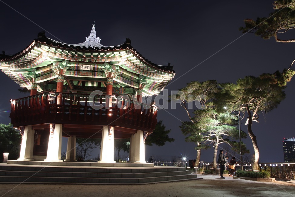 night view,Eungbongsan Mountain,octagonal pavilion,night view photo,long exposure