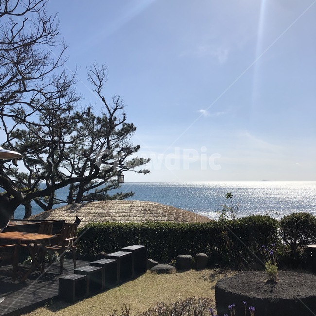 바다,제주도,바다앞집,햇살,맑은날,풍경,시골,초가집,자연