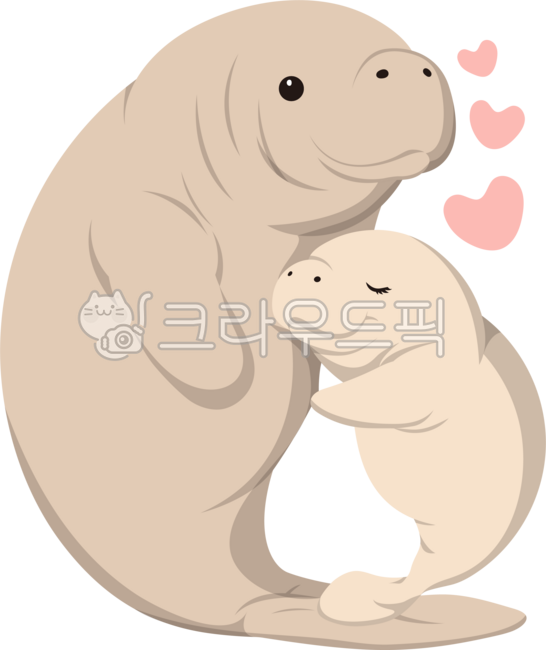 매너티,듀공,바다표범,바다물범,물개,귀여운,큐트,반짝,표유류,엄마,자식,아이,모정,하트,핑크,분홍,포옹,허그,사랑,육아,모자,모녀,바다,동물,여름,물고기,피쉬,일러스트,클립아트,디자인,그래픽,카툰