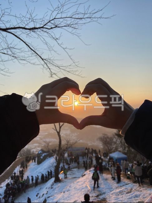 해돋이,겨울,하트,손하트,눈,sunrise,winter,heart,snow