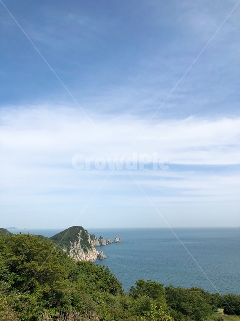지평선,하늘,구름,섬,바다,풍경,배경