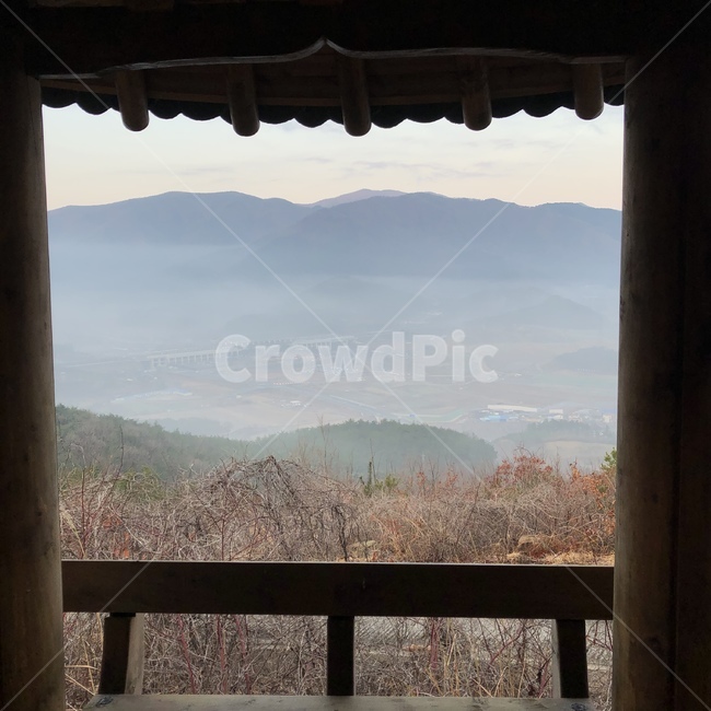 새벽,풍경,자연,산,nature,mountain,정자,korea,동틀무렵,해뜰녘,shelter,dawn,난간너머