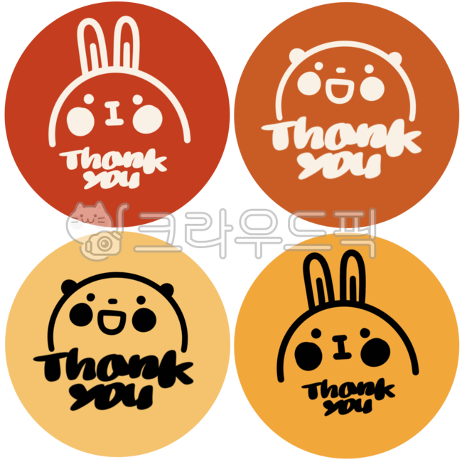 감사,감사스티커,동물,동물스티커,다꾸,다꾸스티커,땡큐스티커,소스,디자인소스,컬러스티커,원형스티커