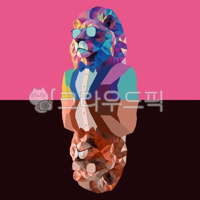 사자,썬글라스,사자일러스트,폴리곤아트,동물