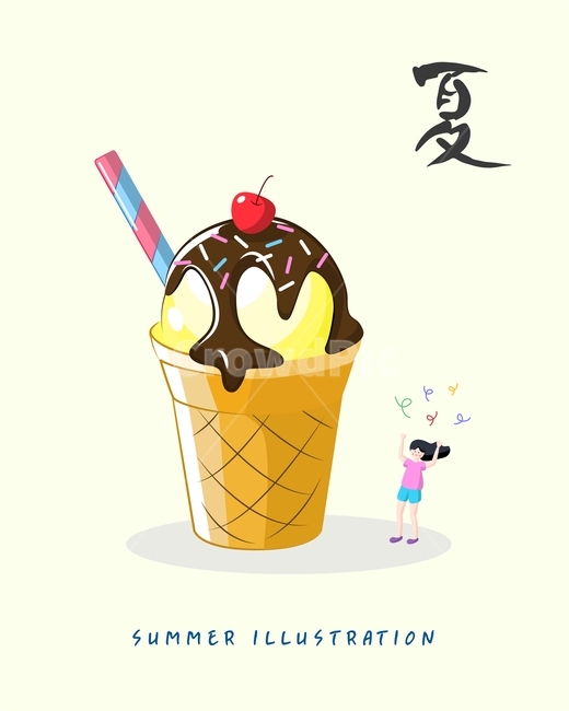 아이스크림콘,체리,바닐라맛,아이스크림,과자,여름,계절,일러스트,배경,백그라운드,한자,여름,계절,summer,season,그래픽,일러스트레이션,graphic,illustration,food,음식,creme,크림,cream,dessert,디저트,ice cream