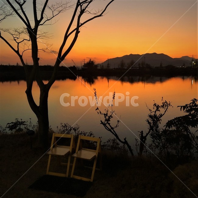 일몰,붉은하늘,자연,sunset,의자