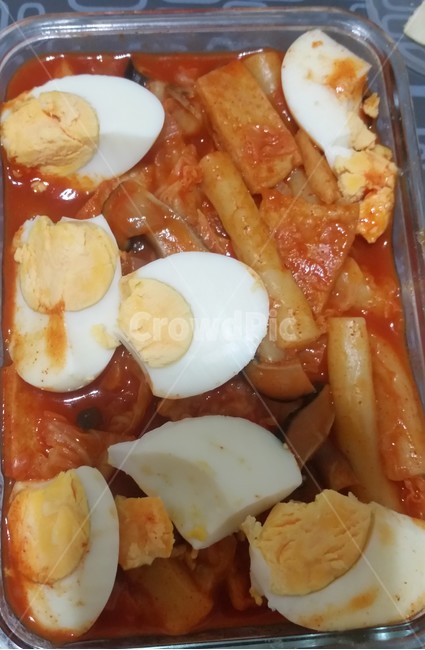 Egg Tteokbokki,egg,fish cake,tteokbokki,Odeng Tteokbokki