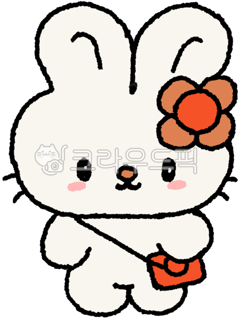 토끼,버니,꽃,일러스트,손그림,드로잉,귀여운,스티커