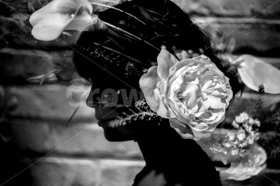 정원,꽃,그녀,여자,사랑,인물,실루엣,그림자,꽃,flower,사람,인물,인간,human,person,여성,여자,woman,female,lady,인물실루엣,사람실루엣,character silhouette,human silhouette,흑백,모노톤,monochrome,black and white,연출,컨셉,콘셉,direction,concept,plant,식물,blossom,rose,장미