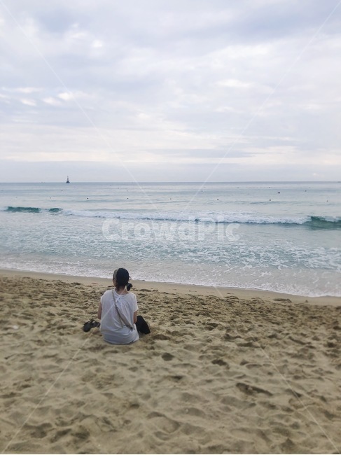 바다,모래,해수욕장,파도,노을