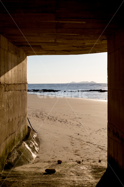 터널,문,통로,바다,모래사장,해변,바다,beach,sea