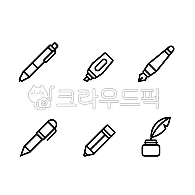 볼펜,깃펜,만년필,샤프펜슬,연필,형광펜,아이콘,디자인,일러스트,사인,로고,심볼,잉크,깃털,학습,공부,글,쓰기,수정,편집,라인아이콘,벡터아이콘