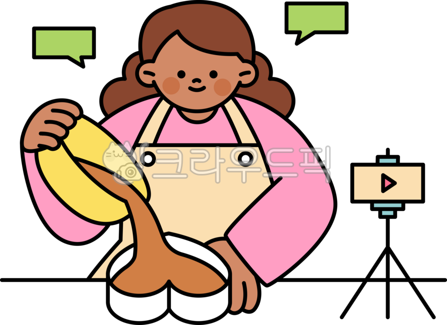 outline,cute,simple,simple,illustration,choco,chocolate,cacao,person,sweet,dessert,sweet,upper body,streaming,video,broadcast,personal broadcast,baking