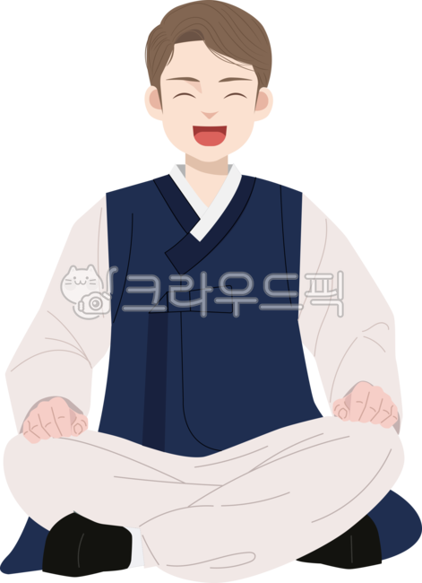앉은,아빠다리,한복일러스트,한가위,설날,추석,설,새해,한복,전통의복,전통복식,한국전통의복,한복명절인사,설날인사,추석인사,남성,남자,남자한복,한복남자