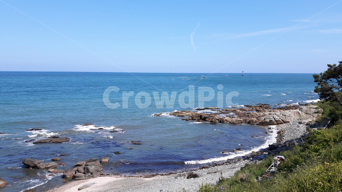 nature,자연,land,땅,outdoors,옥외,water,물,sea,바다,ocean,대양,shoreline,해안선,송정,하늘,파랑,푸른,한적하다,자연,풍경,nature,landscape,promontory,곶
