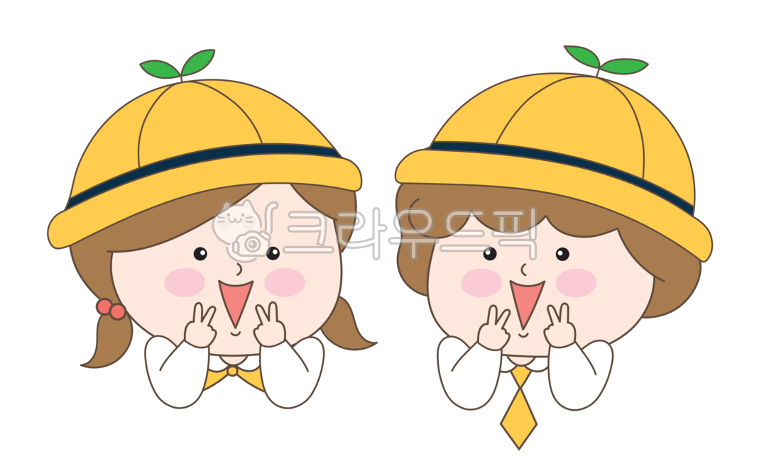 유치원생,어린이,원아,얼굴,어린이집,모자,브이,웃음,귀여움,원복,스티커,children,png,일러스트,교육,노란색,어린이캐릭터