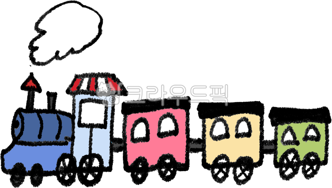 기차, 기차그림, 기차일러스트, 크레파스기차, train, 사진,이미지,일러스트,캘리그라피 - 동글마롱작가